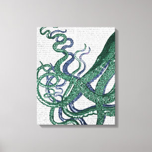 Toile Tentacles de pieuvre vert et bleu