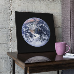 Toile Terre de Marbre Bleu sur Fond Noir