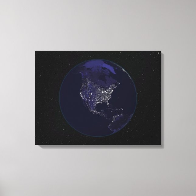 Toile Terre entière la nuit montrant les lumières de la  (Recto)