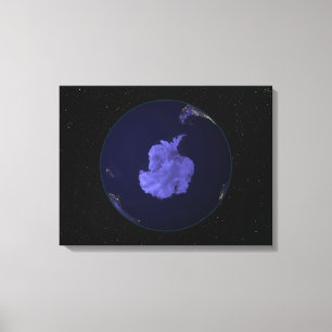 Toile Terre entière la nuit montrant les lumières de la