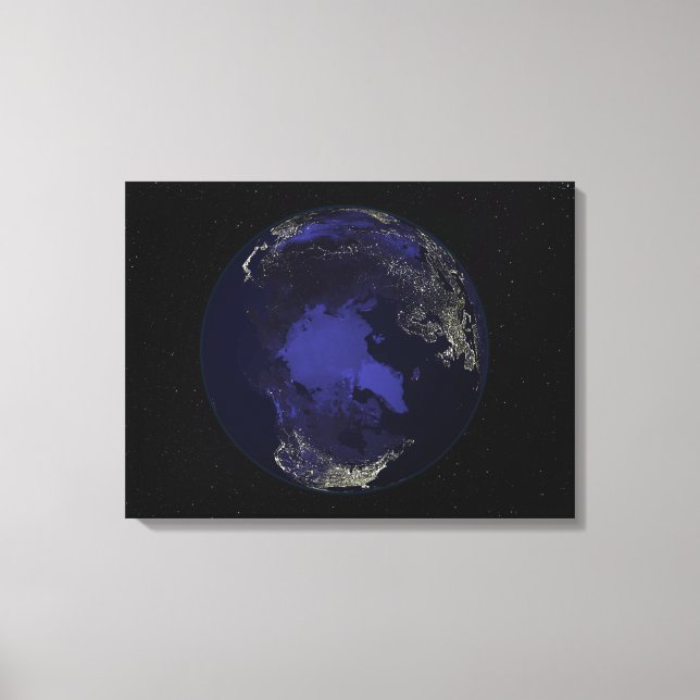 Toile Terre entière la nuit montrant les lumières de la  (Recto)