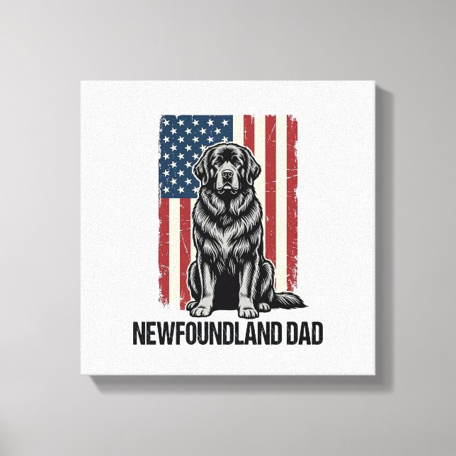 Toile Terre-Neuve Papa Chien Patriotique Vintage (Recto)