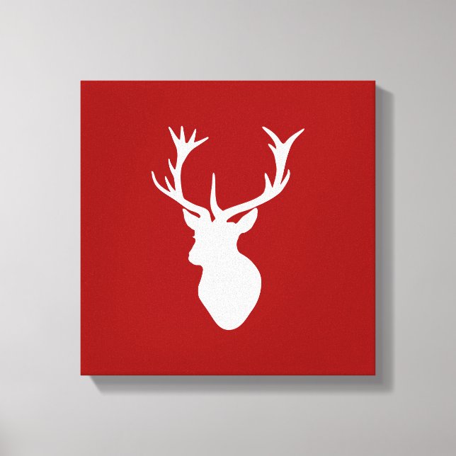 Toile Tête de cerf de Noël rouge et blanc (Recto)