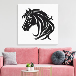 Toile Tête de magnifique cheval noir