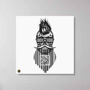 Toile Tete de mort code barre QR G-Skulls avec barbe 7