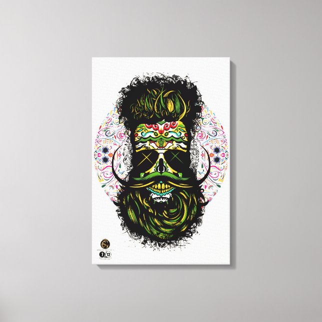 Toile Tête de mort hipster skulls barbu mexicaine (Recto)