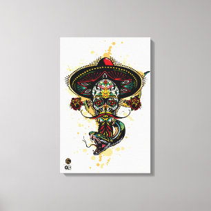 Toile Tête de mort hipster skulls mexicaine serpent tatt