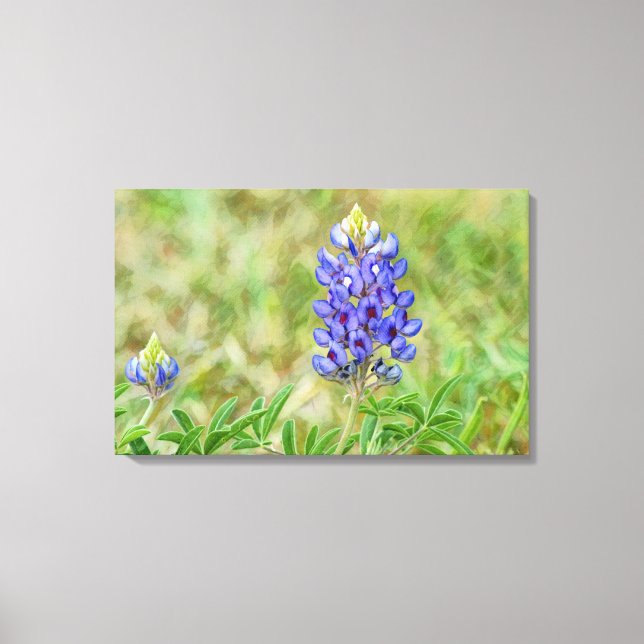 Toile Texas Bluebonnet Flower Art Close (Recto)