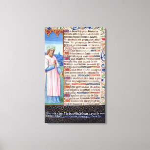 Toile Texte du Magnificat avec un portrait de