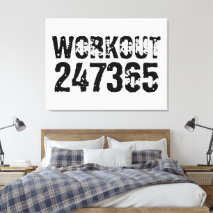 Toile Texte usé et rayé Workout 247365 noir