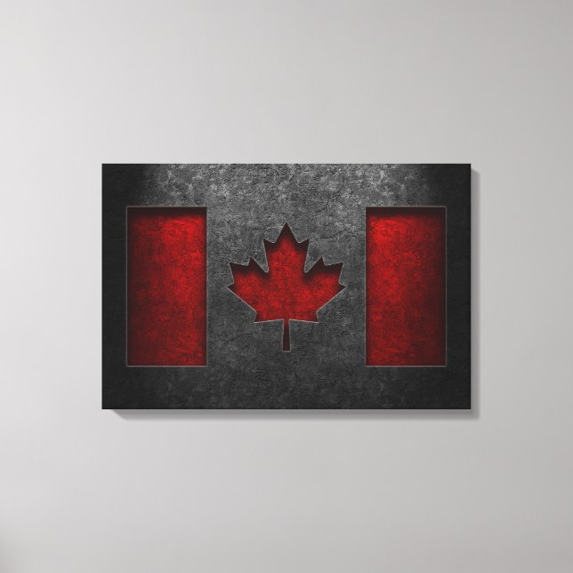 Toile Texture de la pierre du drapeau canadien (Recto)