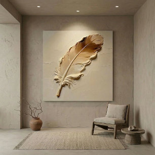 Toile Texture minimaliste de plume marron beige en 3D