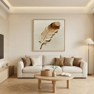 Toile Texture minimaliste de plume marron beige en 3D