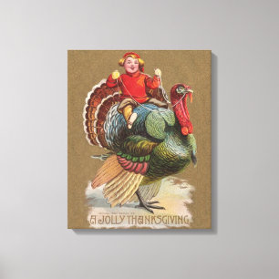Toile Thanksgiving Turquie Drôle salutations Vintages