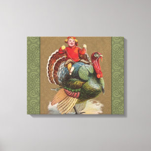 Toile Thanksgiving Turquie Drôle salutations Vintages