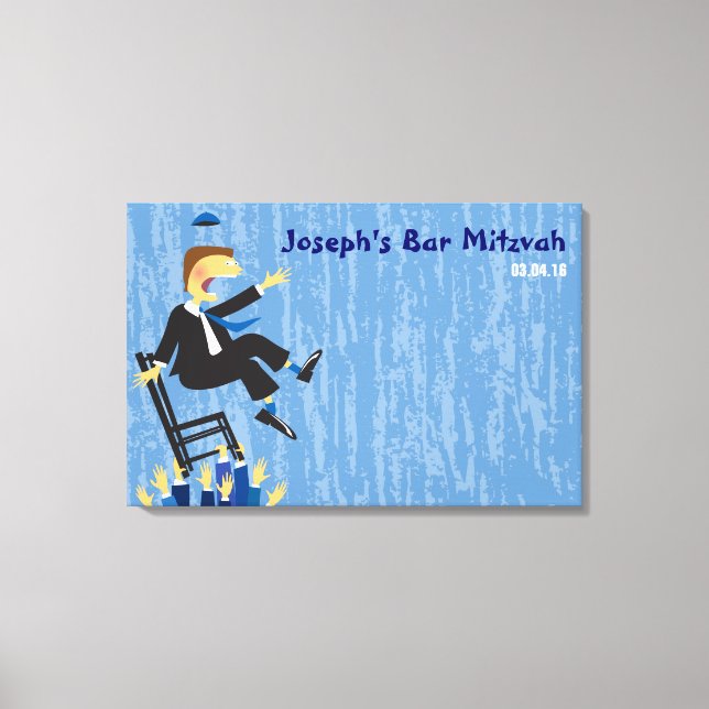 Toile The Hora Chair Dance Bar Mitzvah Sign-In Board (Recto)