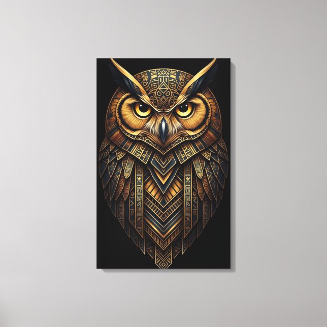 Toile The Night Guardian – Abstract Owl with African  (Recto)