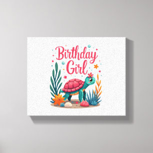 Toile Thème de fête d'anniversaire Tortue de mer Fille d