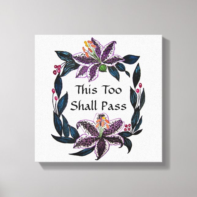Toile "This Too Shop Pass" Aquarelle Lily Wreath (Recto)