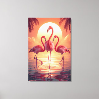 Toile THREE FLAMINGOS Surreal