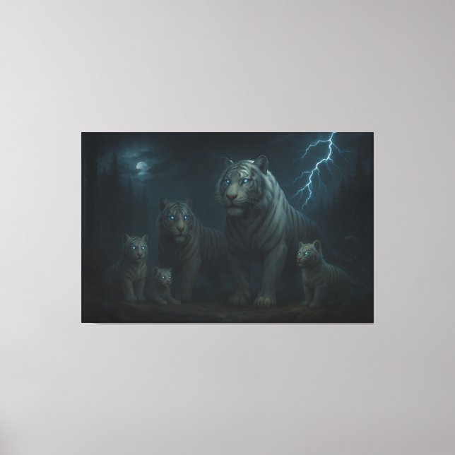 Toile Thunderstorm Guardian White Tiger Family | ManJian (Recto)