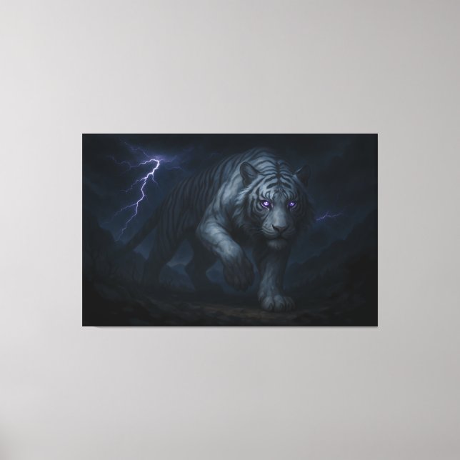 Toile Thunderstorm King White Tiger – Fantasy Art (Recto)
