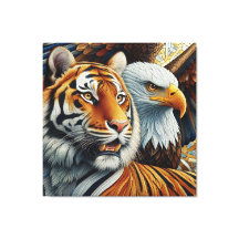 TIGER AND EAGLE, REALISTIC AND MOSAIC STYLE