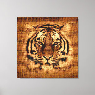 Toile Tiger Art sur Burlap Rustic Jute