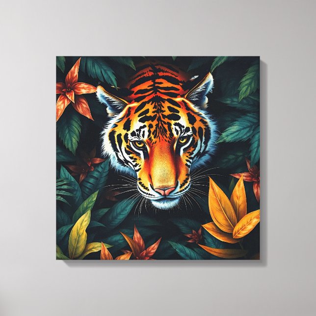 Toile « Tigre à Moi » – Portrait de Tigre Coloré (Recto)