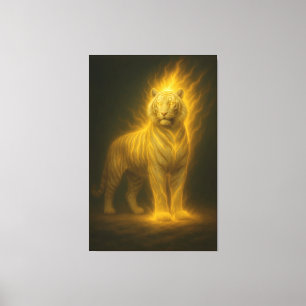Toile Tigre Blanc de Flamme Dorée – Peinture d'Art Fanta