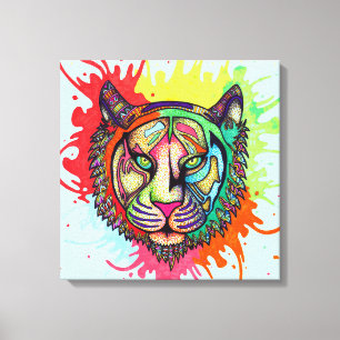 Toile Tigre d'arc-en-ciel