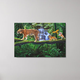 TOILE TIGRE DE LA JUNGLE ET SES PETITS