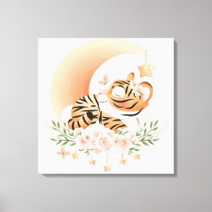 Toile Tigre dormant sur la Lune