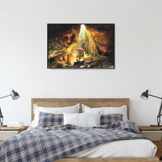 Toile Tigre Du Bengale Dans La Grotte Enveloppée (Insitu(Chambre))