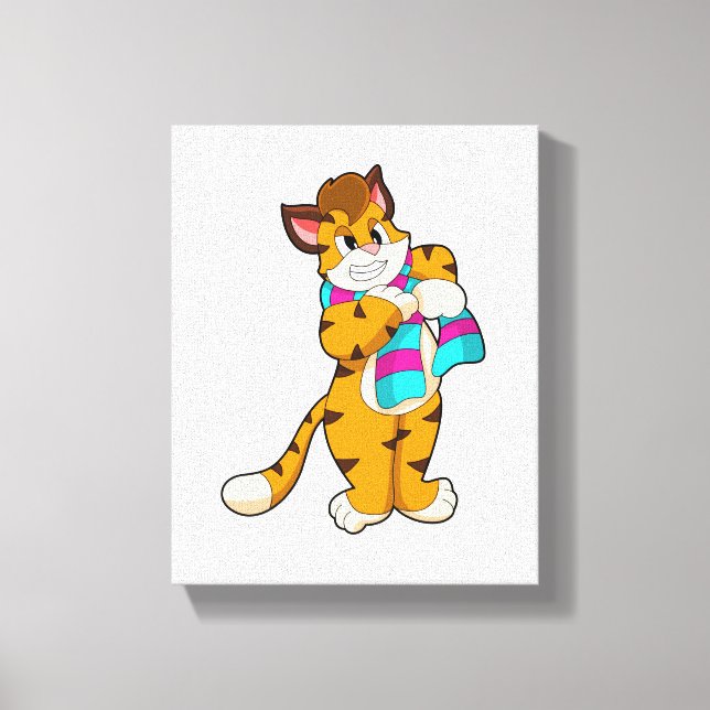 Toile Tigre en hiver avec Écharpe (Recto)