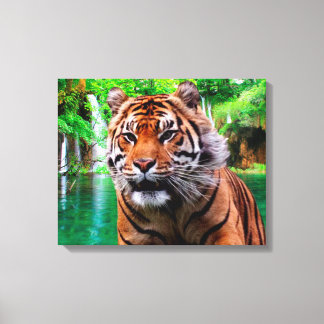 Toile Tigre et cascade