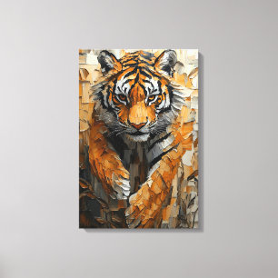 Toile Tigre majestueux en mouvement dynamique d'impasto