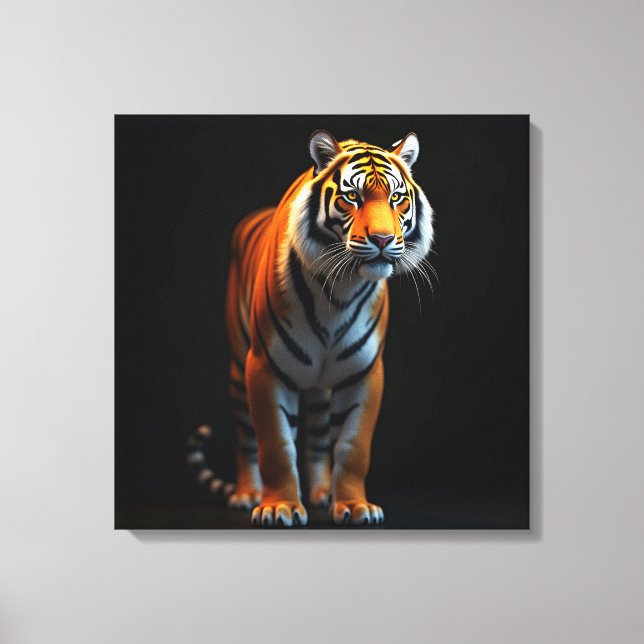 Toile Tigre pleine taille de haute qualité sur noir| (Recto)