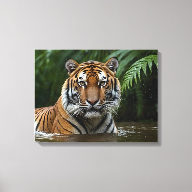 Toile Tigre sous pluie de mousson (Recto)