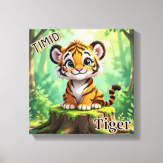Toile Tigre Timide | Art pour la Nurserie de Enfants Mig (Recto)