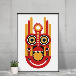Toile Tiki jaune rouge