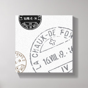 Toile Timbres vintages...toile étirée