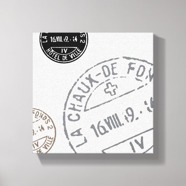 Toile Timbres vintages...toile étirée (Recto)