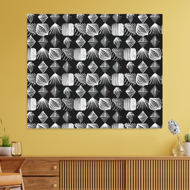 Toile Tissu Tribal des Caraïbes en gras - noir et blanc, (Insitu(Salon))
