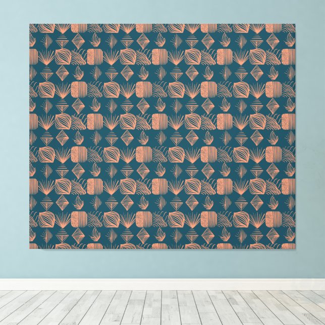 Toile Tissu Tribal Gras des Caraïbes : Turquoise, Jeu de (Insitu (Plancher de Bois))