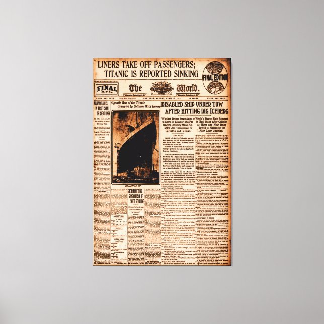 Toile Titanic Sinking Sepia Vintage Maritime (Recto)