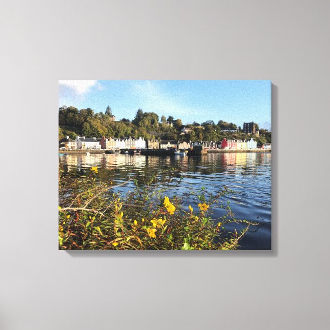 Toile Tobermory, Île de Mull, Ecosse avec Fleurs (Recto)