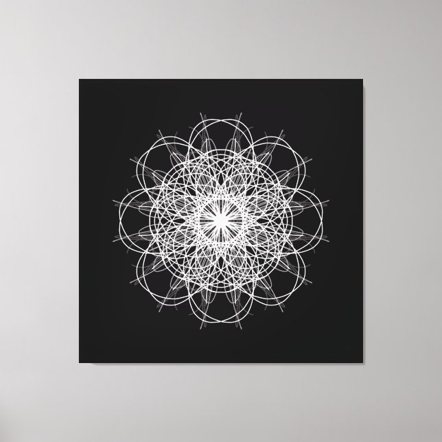 Toile Toile, blanc noir Kaleidoscope Mandala Art (Recto)