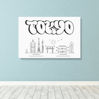 Toile Tokyo Skyline Urban Graffiti Stretted Canvas art