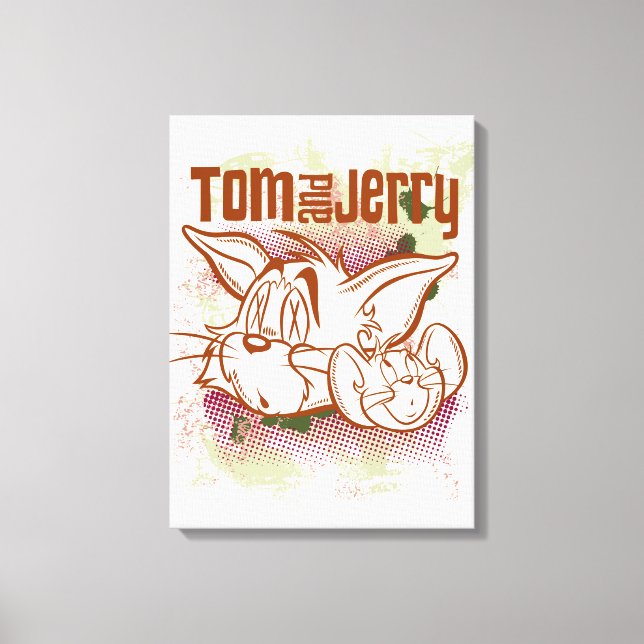 Toile Tom et Jerry Brown et vert (Recto)